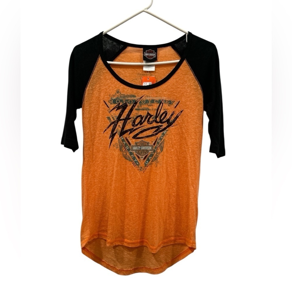 Harley-Davidson Women's Orange and Black Top